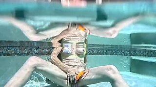 Hairy Amateur Pool Fucking & Outdoor Shower in Slow Motion