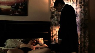 Busty babe fingered and spanked by mature