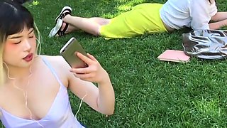 Asian downblouse  upskirt and nip slip