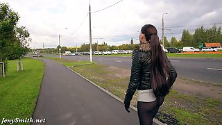 Jeny Smith fashion pantyhose public flashing