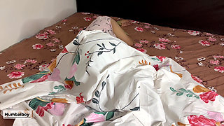 Step Mom Shearing Bed with Step Son Fucking Tight Pussy