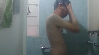 Jerking off before going to the shower.