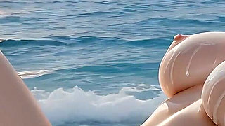 Beautiful Nude Woman with Violet Braided Ponytail Slow Lotion Caress