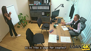 LOAN4K. Tight pussy was just leaking in this office