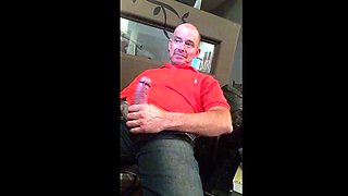 Big-Cock Daddy Strokes to Porn