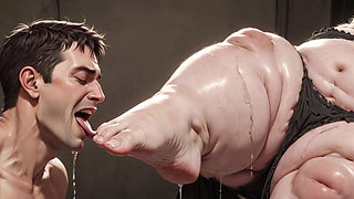 Giant SSBBW Dominates Slave with Foot Licking - Big Feet Worship