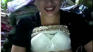 Shy 53 year old Chinese Shows her tits