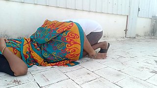 Inba the Maid Cheats on Husband with Unmarried Man on Terrace - Outdoor Fucking & Moaning Orgasm
