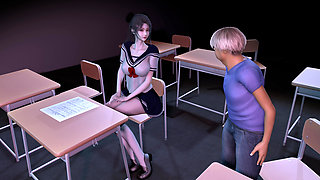 3D Big Boobs College Asian Babe Got Fucked by Big Short Cock