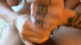 A pregnant girl waits her turn for cum