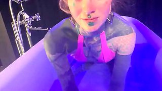 Bathtub Latex Tease Solo Undress