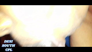 Indian Tamil housewife plowing come in mouth