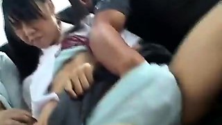 Japanese teen blowjob in public bus