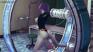 Cyborg's Sex Machine Traps Raven