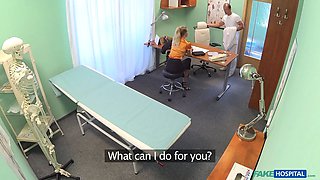 Faux medical center - hardcore my boss's gorgeous blonda wifey on the examination desk