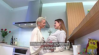 Eufrat & Tracy Best Girlfriends Make Out In The Kitchen - Big Tits Brunette And Blonde