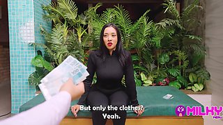 Brazilian beauty with gorgeous tits ass is being interviewed and fucked for money.