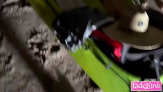 Passionately Fucking And Cumming Inside Slut On A Empty Road In A Van - Public