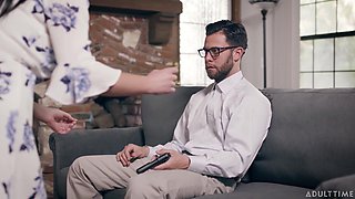 Tantalizing brunet milf Angela White is making love with her young lover