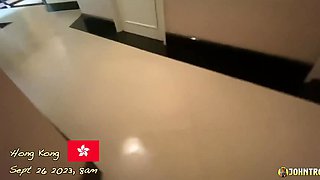 Asian maid saw him masturbating while she's cleaning, so he ended up fucking her POV