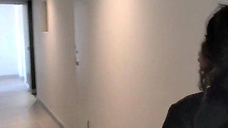 Shy Girl Gets Convinced in Elevator to Swallow a Stranger's Cum
