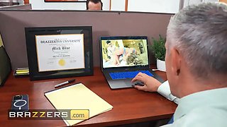 Brazzers - hot manager Kenzie Taylor catches Mick Blue watching sex and nails him hard in the office
