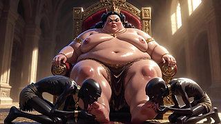 Huge BBW Mistress Foot Worship - Slaves Licking Her Feet to Ecstasy