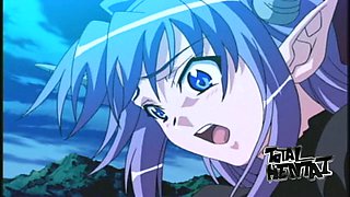 Magic girl in glasses works on the strong cock of hentai water god