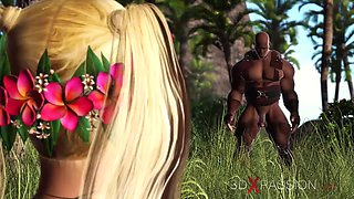 Outdoor sex! Cute blonde college girl and black bog cock