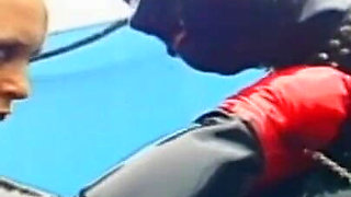 Pussy licking in gas mask humiliating