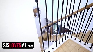 Sis Loves Me - tempting teenager with nip piercing juggles her thick ass on her stepbro's dick