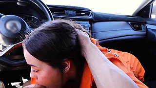 Cute Big Tits Step Sister Gives Me the Best Car Blowjob