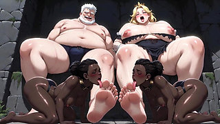 Ebony Slave Licking King and Queen Big Feet - Royal Pleasure