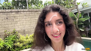Katty West Calls the Repairman with Her Pussy, Then Takes His Cum on Her Face Outside
