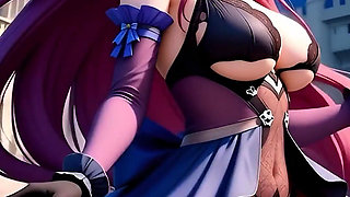 Hentai Gothic Girls with Dyed Hair Showing off Their Big Tits 2