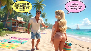 Married Blonde's Beach Tease Becomes Wild House Game with Husband and Young Men (ai Generated)
