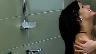 The horny skinny teen lesbians have sex in the bathtub