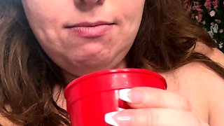 Webcam brunette strips and masturbates