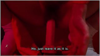 A Japanese Mature Woman In A Red Kimono Enjoys Pleasure In An Old House