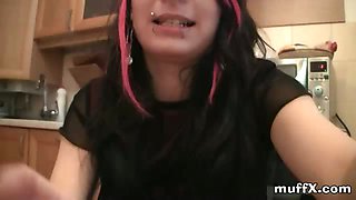 Dizzy is punk rock girl full of piercing all over the body