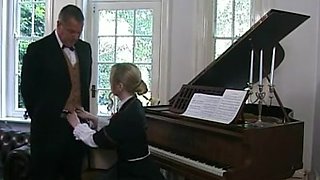 Posh Lady of the manor beats bondman with hunting crop