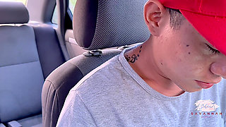 The gorgeous Savannah Watson having sex in a car outdoors with a fan