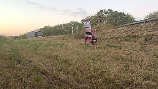 18 Year Old Blonde Teen Sucks Big Cock On Public Highway