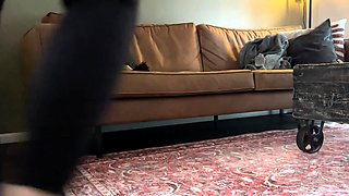 Light femdom and foot fetish play with brunette