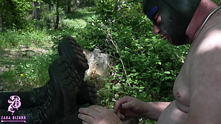 Forest Punishment - Boots Licking, Ballbusting & Xxl Strapon