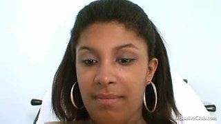 Black chubby Manuela gyno exam by white old doctor