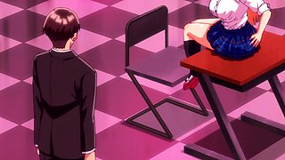 Anime college babe gets panties pulled by strict teacher