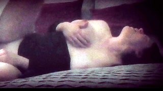 Amateur wife touching her big tits while fucking