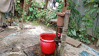 Refreshing Outdoor Bath in an Open Field