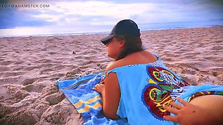 Hairy MILF Gets Fingered by Stranger on Public Beach - Big Natural Tits & Perfect Ass